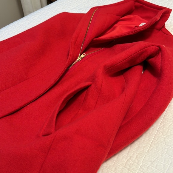 J. Crew red winter coat - pea coat - Picture 4 of 5